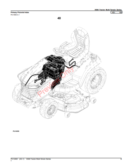 JOHN DEERE X590 TRACTOR MULTI-TERRAIN SERIES PC12400- PARTS CATALOG MANUAL