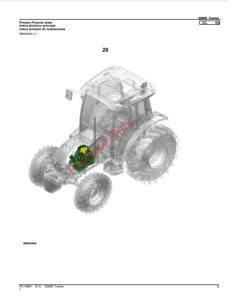 JOHN DEERE 5090E TRACTOR PC13681 - PARTS CATALOG MANUAL