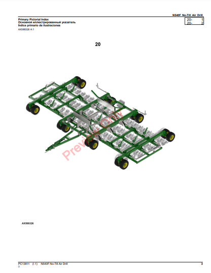 JOHN DEERE N540F NO-TILL AIR DRILL PC13811 - PARTS CATALOG MANUAL