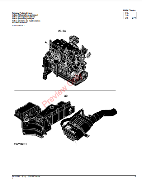 JOHN DEERE 5095M TRACTOR PC10543 - PARTS CATALOG MANUAL