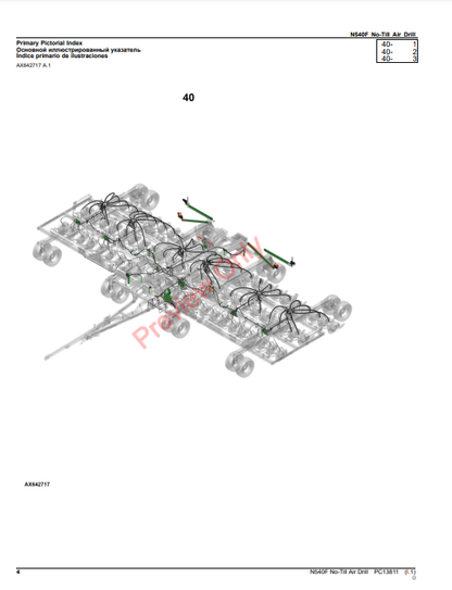 JOHN DEERE N540F NO-TILL AIR DRILL PC13811 - PARTS CATALOG MANUAL