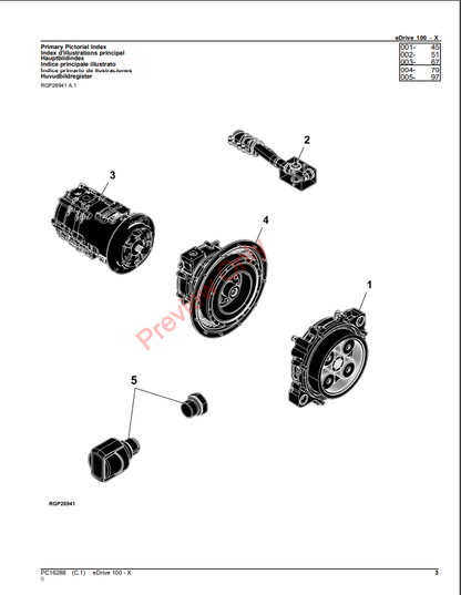 JOHN DEERE EDRIVE 100-X PC16288 - PARTS CATALOG MANUAL