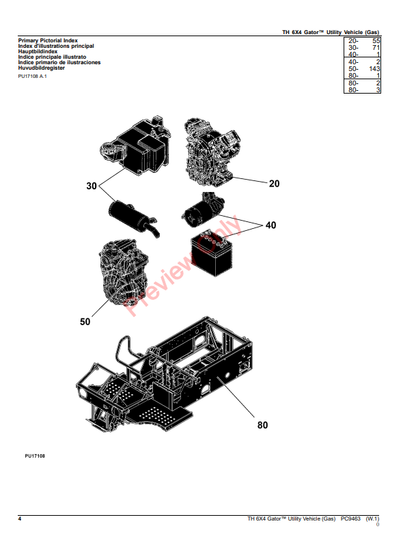 JOHN DEERE TH 6X4 GATOR UTILITY VEHICLE PC9463 - PARTS CATALOG MANUAL