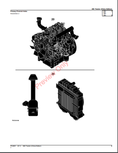 JOHN DEERE 480 TRACTOR PC4651 - PARTS CATALOG MANUAL