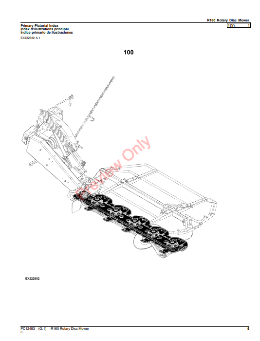 JOHN DEERE R160 ROTARY DISK MOWER PC12483 - PARTS CATALOG MANUAL