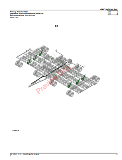 JOHN DEERE N540F NO-TILL AIR DRILL PC13811 - PARTS CATALOG MANUAL