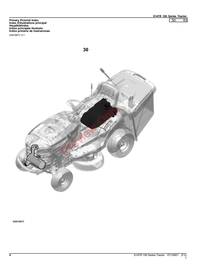 JOHN DEERE X147R 100 SERIES TRACTOR PC16001 - PARTS CATALOG MANUAL