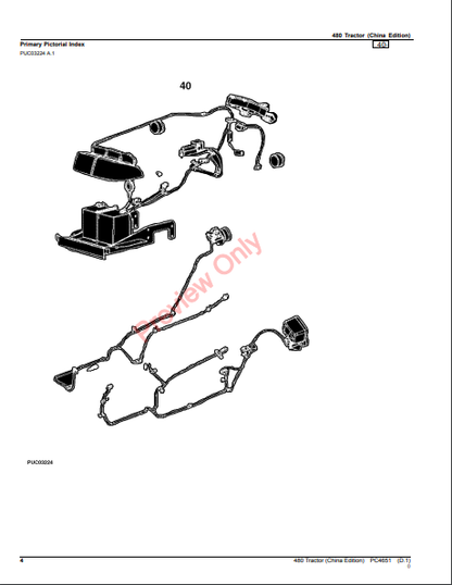 JOHN DEERE 480 TRACTOR PC4651 - PARTS CATALOG MANUAL