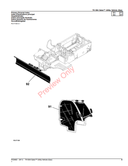 JOHN DEERE TH 6X4 GATOR UTILITY VEHICLE PC9463 - PARTS CATALOG MANUAL