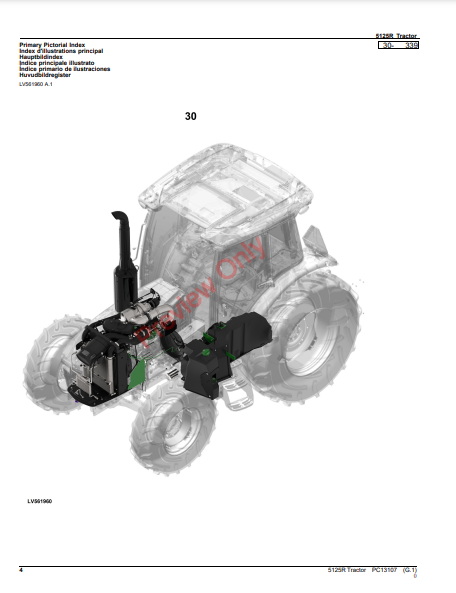 JOHN DEERE 5125R TRACTOR PC13107 - PARTS CATALOG MANUAL