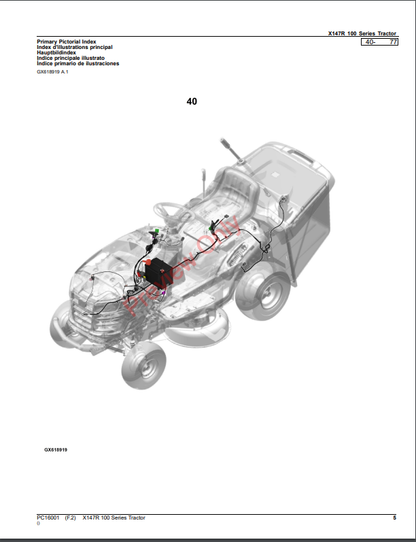 JOHN DEERE X147R 100 SERIES TRACTOR PC16001 - PARTS CATALOG MANUAL