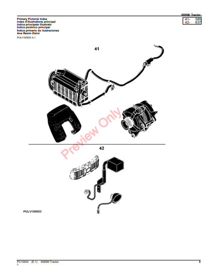 JOHN DEERE 5095M TRACTOR PC10543 - PARTS CATALOG MANUAL