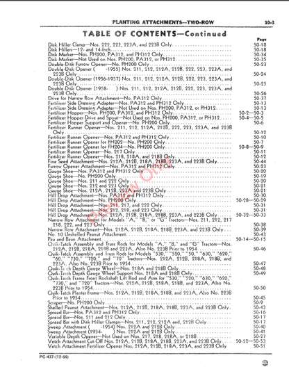 JOHN DEERE TWO-ROW PLANTING ATTACHMENTS PC437 - PARTS CATALOG MANUAL