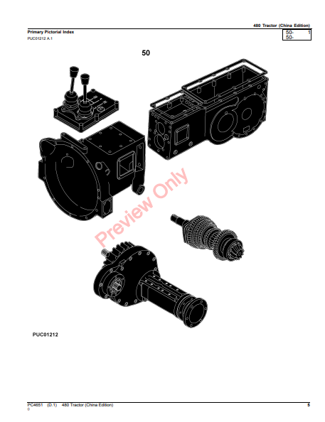 JOHN DEERE 480 TRACTOR PC4651 - PARTS CATALOG MANUAL