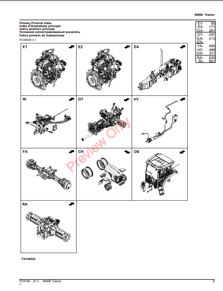 JOHN DEERE 5090E TRACTOR PC6185 - PARTS CATALOG MANUAL