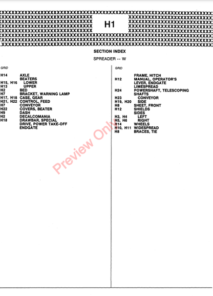 JOHN DEERE W MANURE SPREADER PC612 - PARTS CATALOG MANUAL