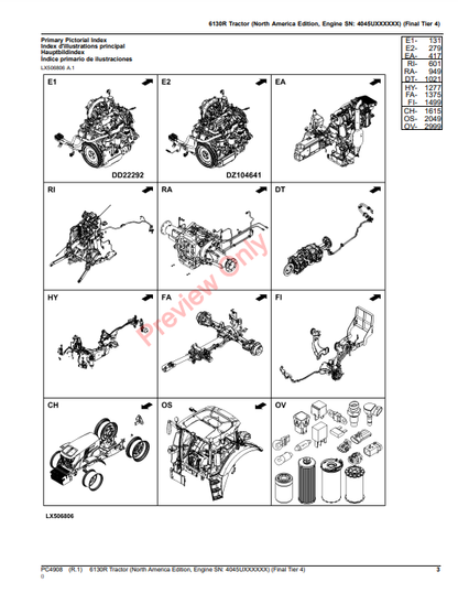 JOHN DEERE 6130R TRACTOR (NORTH AMERICA EDITION, ENGINE SN:4045UXXXXXX) (FINAL TIER 4) PC4908 - PARTS CATALOG MANUAL