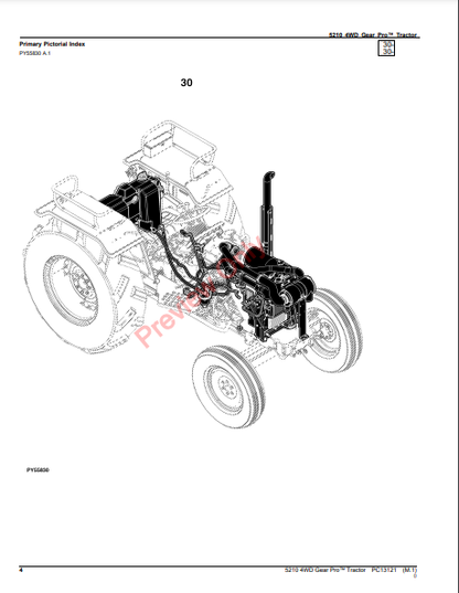 JOHN DEERE 5210 4WD GEAR PRO TRACTOR PC13121 - PARTS CATALOG MANUAL