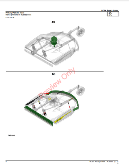 JOHN DEERE RC5M ROTARY CUTTER PC6225 - PARTS CATALOG MANUAL