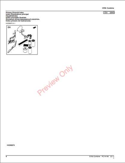 JOHN DEERE S760 COMBINE PC14148 - PARTS CATALOG MANUAL