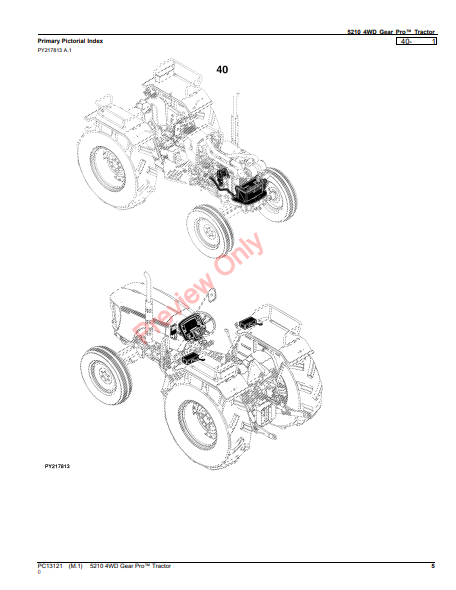 JOHN DEERE 5210 4WD GEAR PRO TRACTOR PC13121 - PARTS CATALOG MANUAL