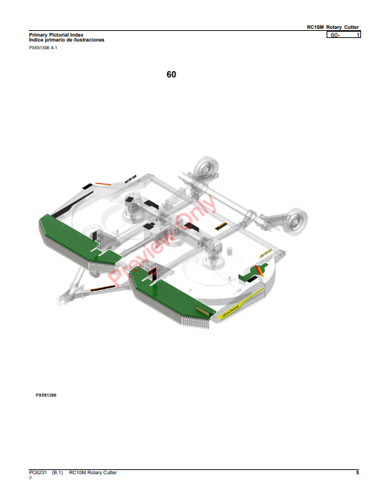 JOHN DEERE RC10M ROTARY CUTTER PC6231 - PARTS CATALOG MANUAL