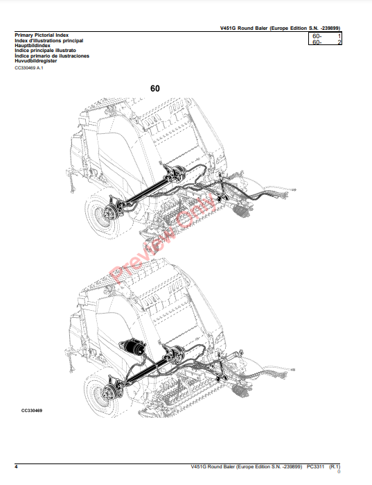 JOHN DEERE V451G ROUND BALER (EUROPE EDITION) PC3311 - PARTS CATALOG MANUAL