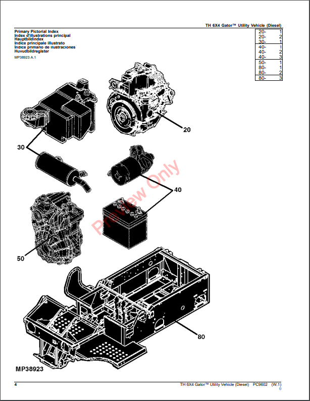 JOHN DEERE TH 6X4 GATOR UTILITY VEHICLE (DIESEL) PC9602 - PARTS CATALOG MANUAL