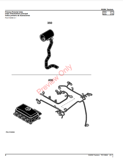 JOHN DEERE 5325N TRACTOR PC10844 - PARTS CATALOG MANUAL