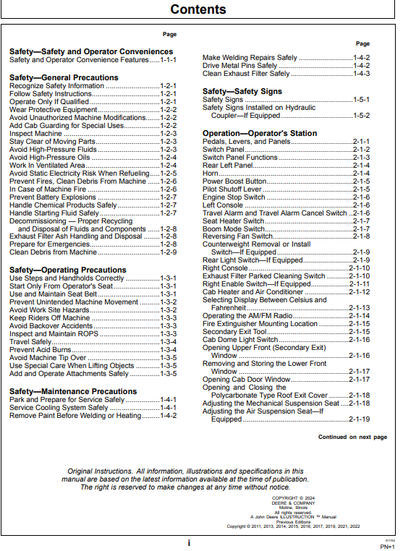 OPERATOR MANUAL - JOHN DEERE 315SK (K SERIES) Construction Backhoe Loaders  - OMT305682_24