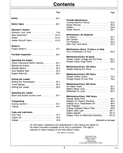 JOHN DEERE 344E (E SERIES) Construction Loaders OPERATOR MANUAL - OMAT123427