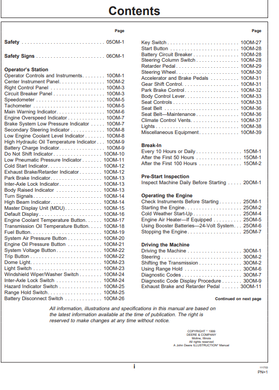 JOHN DEERE B35C, B40C (C SERIES) Construction Articulated Dump Trucks OPERATOR MANUAL - OMT167176_