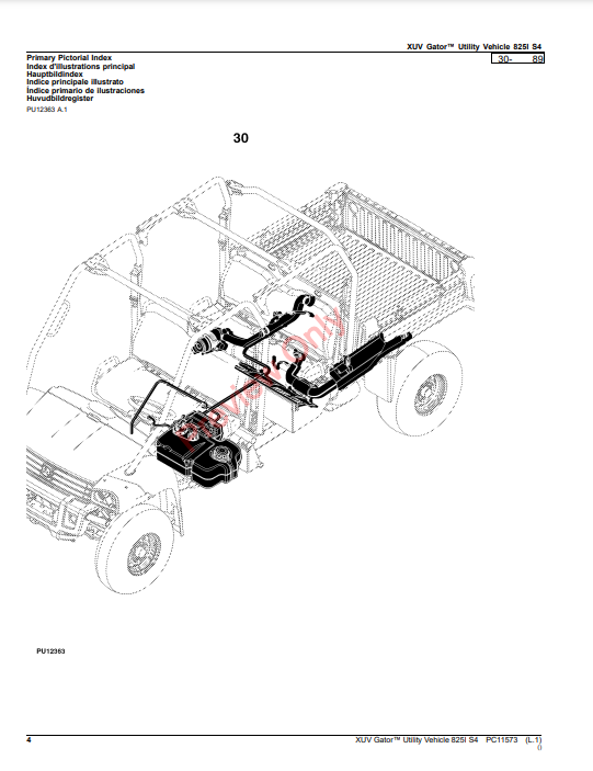 JOHN DEERE XUV GATOR UTILITY VEHICLE 825I S4 PC11573 - PARTS CATALOG MANUAL