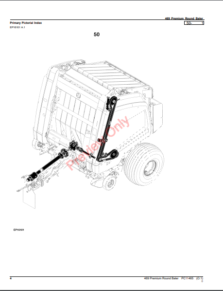 JOHN DEERE 469 PREMIUM ROUND BALER PC11465 - PARTS CATALOG MANUAL