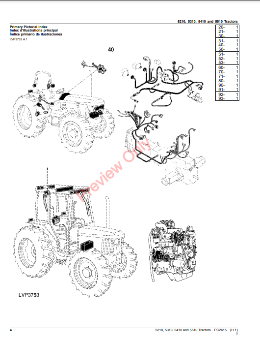 JOHN DEERE 5210, 5310, 5410 AND 5510 TRACTORS PC2615 - PARTS CATALOG MANUAL