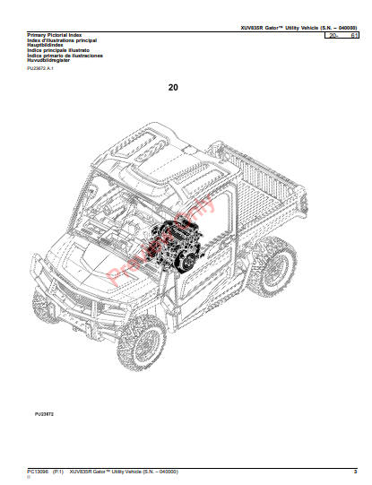 PARTS CATALOG MANUAL - JOHN DEERE XUV835R GATOR UTILITY VEHICLES (PC13096)