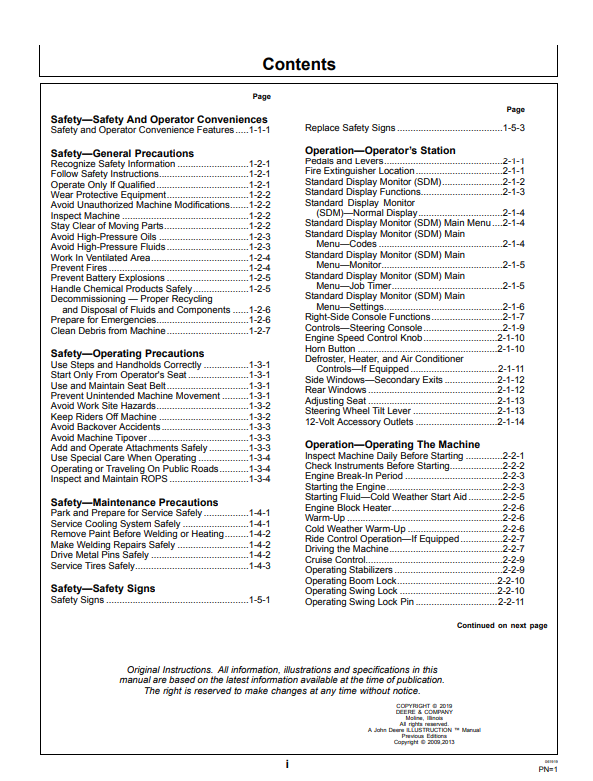 JOHN DEERE 325J (J SERIES) Construction Backhoe Loaders OPERATOR MANUAL - OMT255172