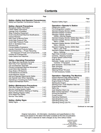 JOHN DEERE 325J (J SERIES) Construction Backhoe Loaders OPERATOR MANUAL - OMT255172