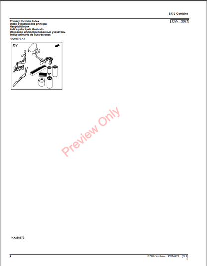 JOHN DEERE S770 COMBINE PC14227 - PARTS CATALOG MANUAL