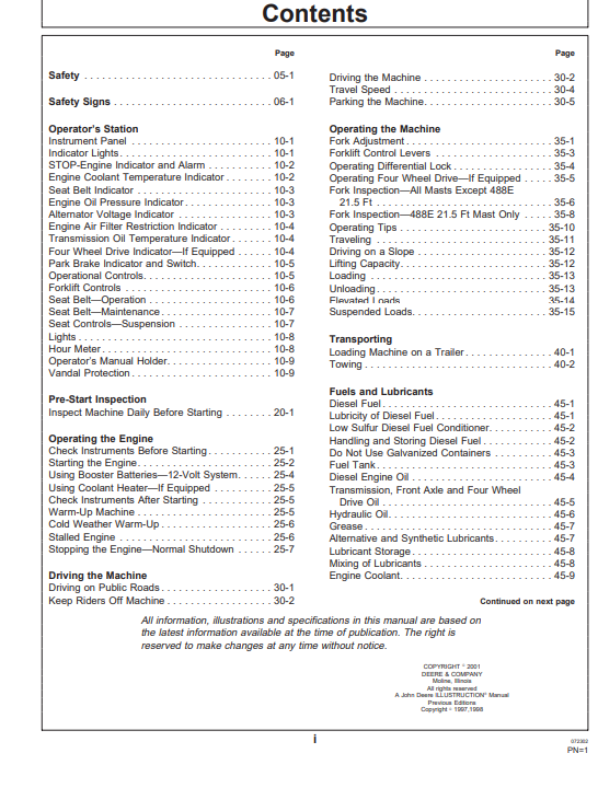 JOHN DEERE LX230 (LX SERIES) Hitachi Loaders OPERATOR MANUAL - OMT196108