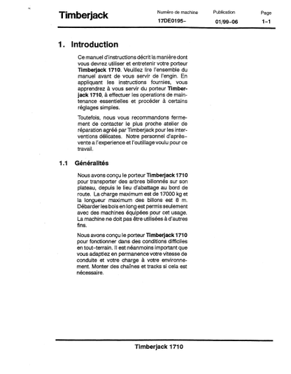 F057895 - JOHN DEERE 1710 (A SERIES) Forestry Forwarder OPERATOR MANUAL