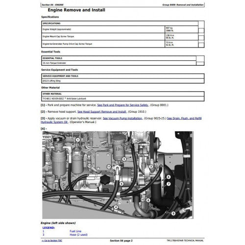 SERVICE REPAIR TECHNICAL MANUAL - JOHN DEERE 644K HYBRID (SN. FROM E651322) 4WD LOADER TM12708 