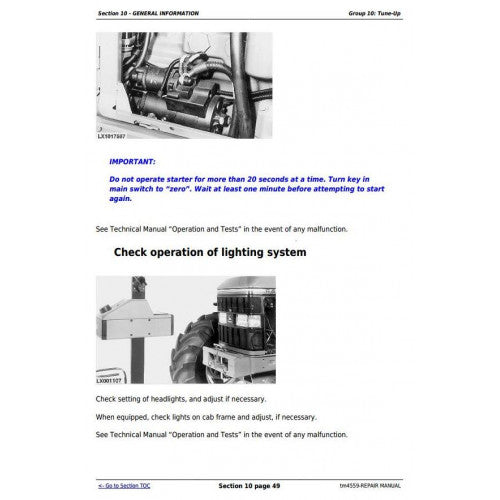 SERVICE REPAIR TECHNICAL MANUAL - JOHN DEERE TRACTORS 6510,(SE) TM4559 