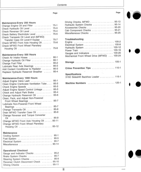 OMT135095 - JOHN DEERE 315D (D SERIES) Construction Backhoes OPERATOR MANUAL