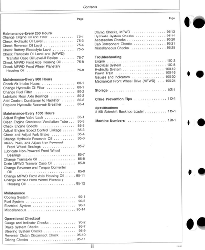 OMT135095 - JOHN DEERE 315D (D SERIES) Construction Backhoes OPERATOR MANUAL