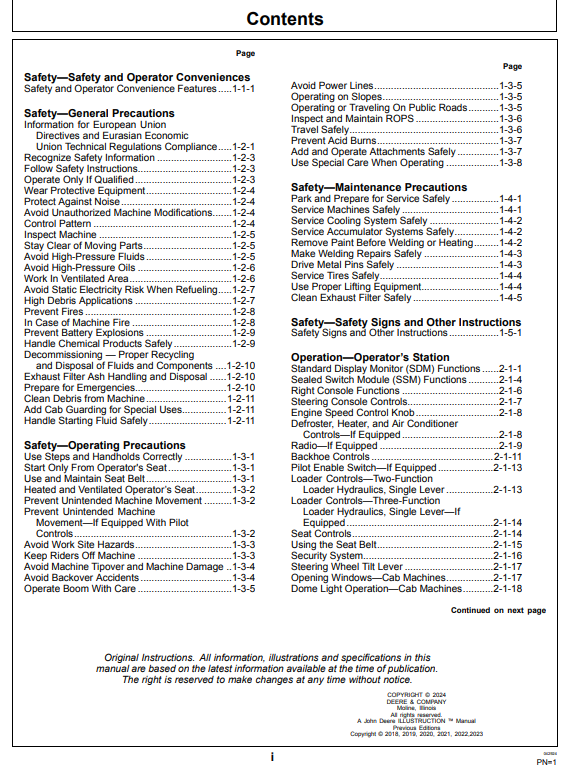 OPERATOR MANUAL - JOHN DEERE 318E, 320E, 324E Construction Skid Steers - OMT306353_74