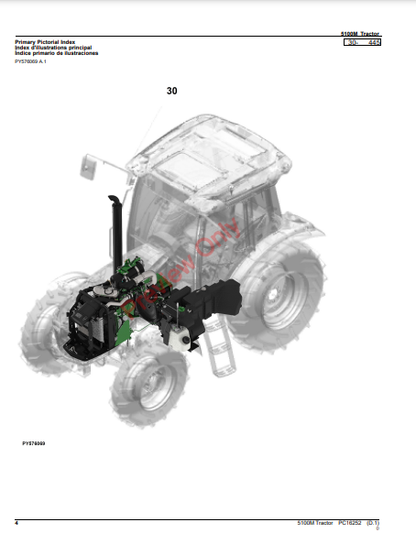 JOHN DEERE 5100M TRACTOR PC16252 - PARTS CATALOG MANUAL