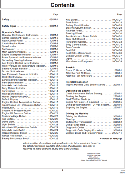 JOHN DEERE B30C(C SERIES) Construction Articulated Dump Trucks OPERATOR MANUAL - OMT167175