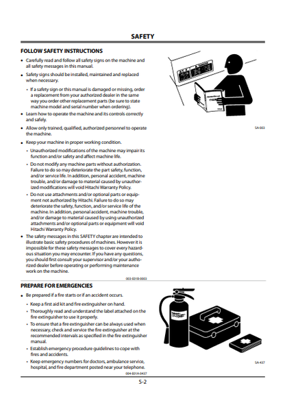 EM1U422 - JOHN DEERE ZAXIS135US-3,ZAXIS225US-3,ZAXIS225USR-3 (ZAXIS-3 SERIES) Hitachi Excavators OPERATOR MANUAL