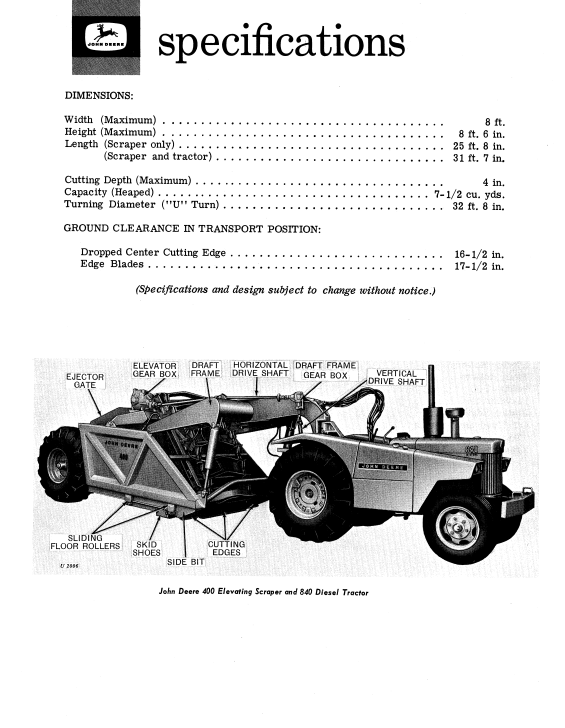 OPERATOR MANUAL - JOHN DEERE 400 (SERIES) Construction Scrapers OMU12765_